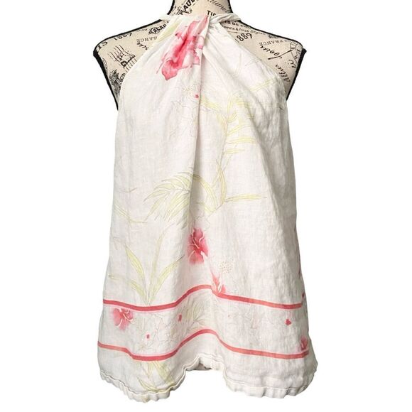 Tommy Bahama Acqua Dei Fiore Linen Halter Top in Size Large - Picture 2 of 11